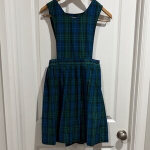 Blue and Green Plaid Pinafore uniform Dress